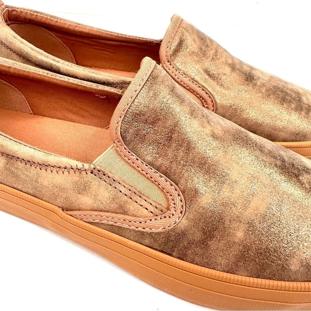 NWT Sperry Shimmer Rose Crest TG Metallic Leather Sneaker slip-on gold 9.5 NIB - Picture 2 of 16